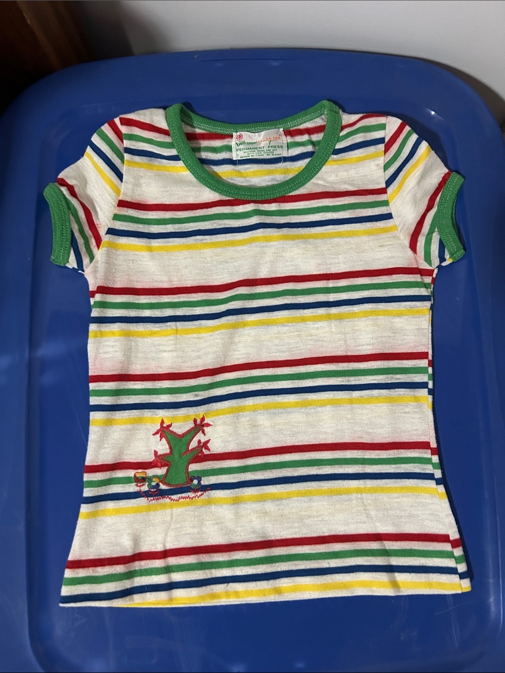 Girls Vintage Healthtex Multi-Color Striped Tee